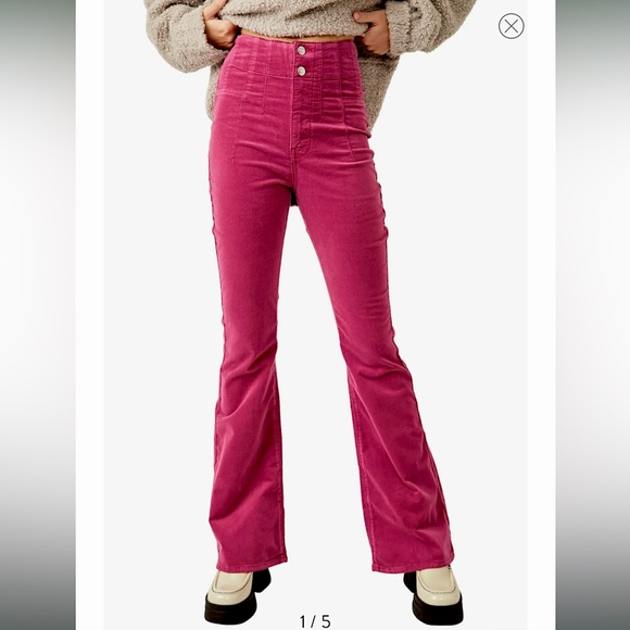 Free People Pants - Jayde Seamed Corduroy Flare Pants